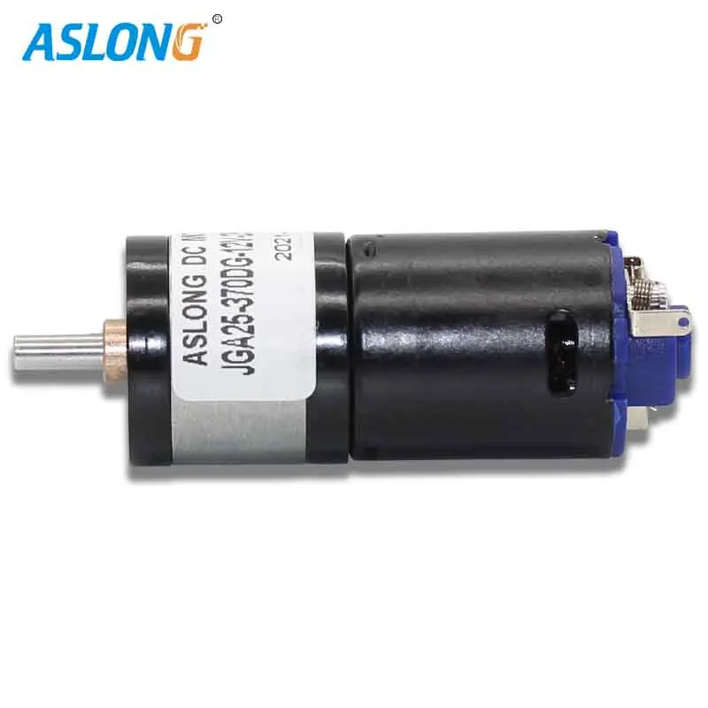 High torque geared reduction motor 12v 25mm gearbox speed down higher rpm 370 electric pmdc motor 4mm d-type shaft JGA25-370DG