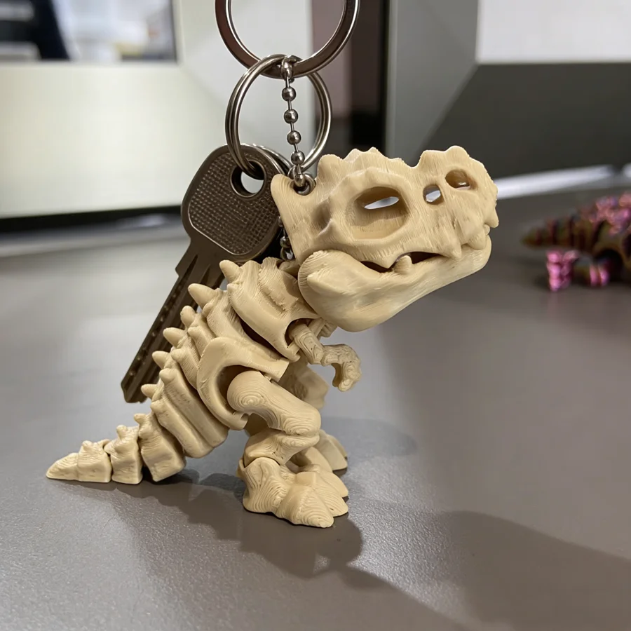 3D Printed Tyrannosaurus Rex Skeleton Model – Rotatable Joints, Decor & Fidget Toy, Dinosaur Gift for Kids’ Birthdays, Keychain