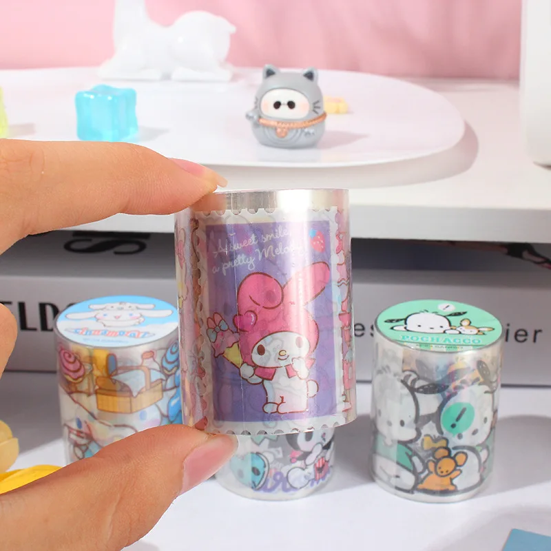 16pcs/lot 5cm*2M Sanrio Kuromi Melody Pochacco PET Tape Cute Scrapbooking DIY Diary Decorative Sticker Album Stick Label