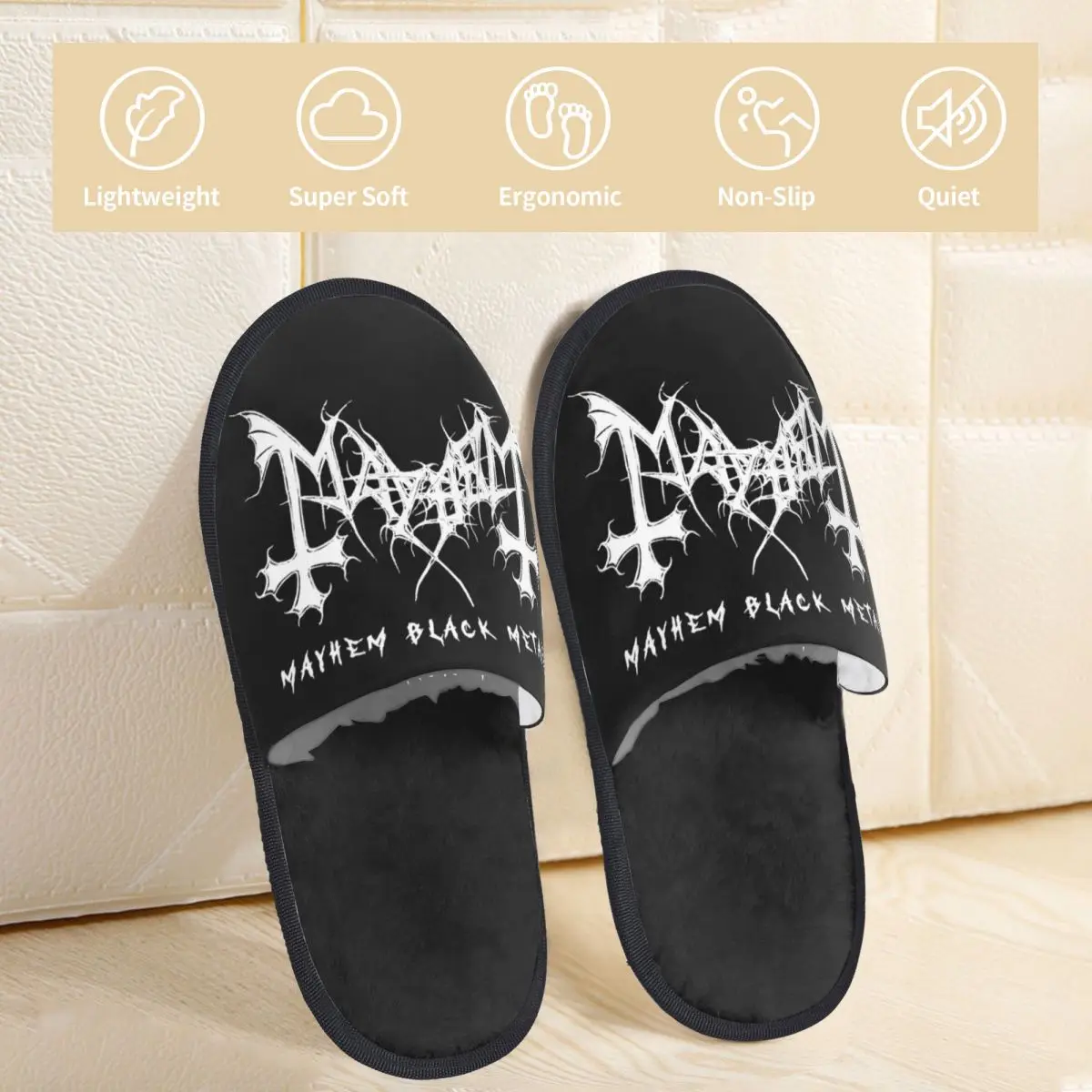 Mayhem Black Metal Band Winter Slippers Indoor Cozy Memory Foam Slippers Non Slip