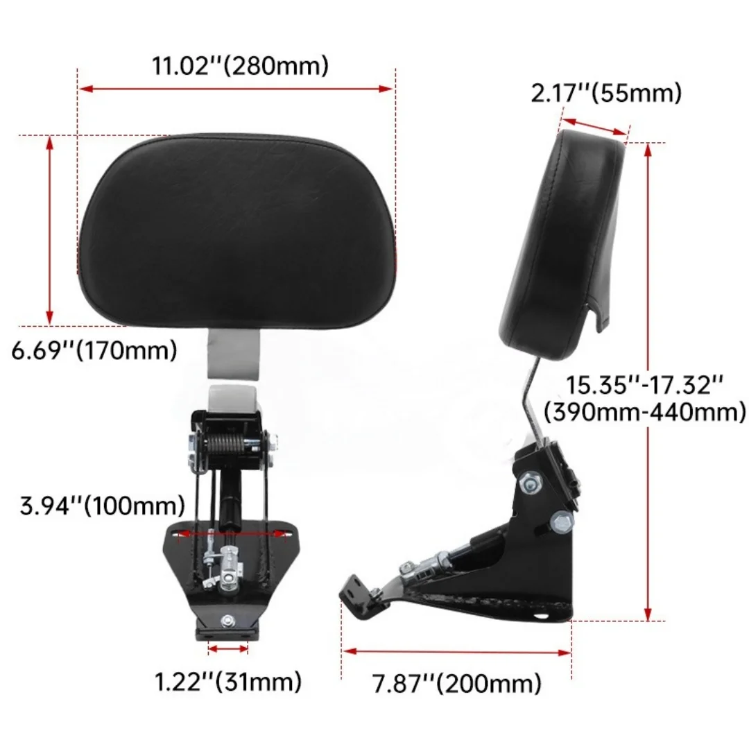 For Harley Electra Glide Street Glide 2009‑2020 Hydraulic Adjustable Driver Mid Backrest Rider Backrest Modification Parts