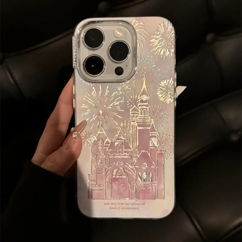 

Colorful Silver Castle Fireworks iPhone 15 Phone Case 2024 New Pink Fireworks 14promax 13 Women 12/11 Full cove Phone Case