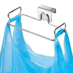 Kitchen Trash Rack Cabinet Door Garbage Bags Holder Stainless Steel Closet Garbage Storage Holder