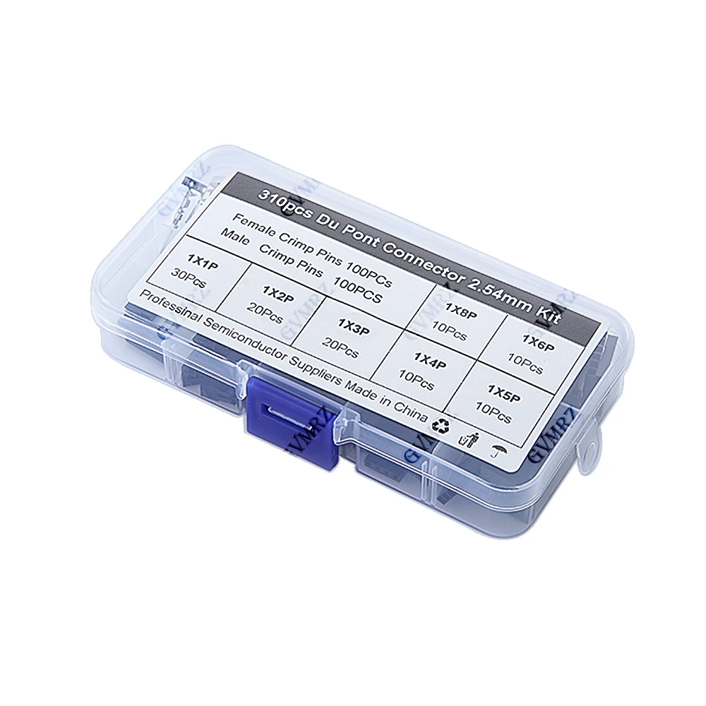 310PCS/BOX 2.54mm Male+Female Dupont Wire Jumper Line Cable 1/2/3/4 Header Connector Housing Electronic DIY Kit 310Pcs 5/6/8 Pin