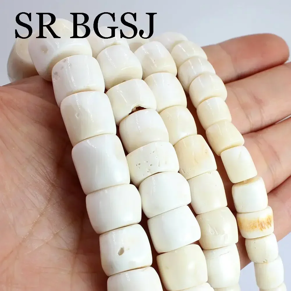 

15inch Different Sizes Rondelle Column Natural Large White Sea Bamboo Coral Loose Beads