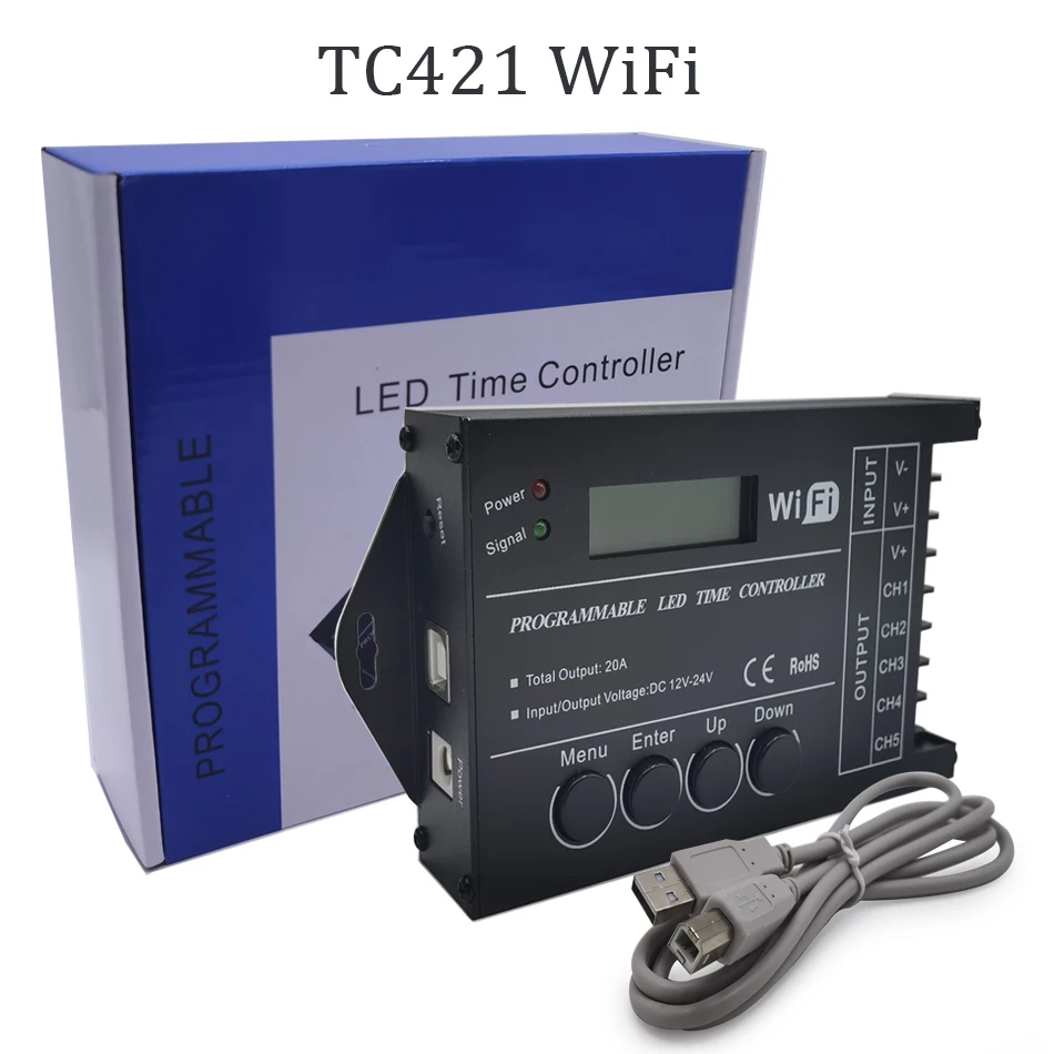 TC420 TC421 WIFI-Zeitprogrammierbarer 5-Kanal-LED-Streifenlicht-Controller, weit verbreitet in Aquarien, Fischbecken und Pflanzenzuchten.
