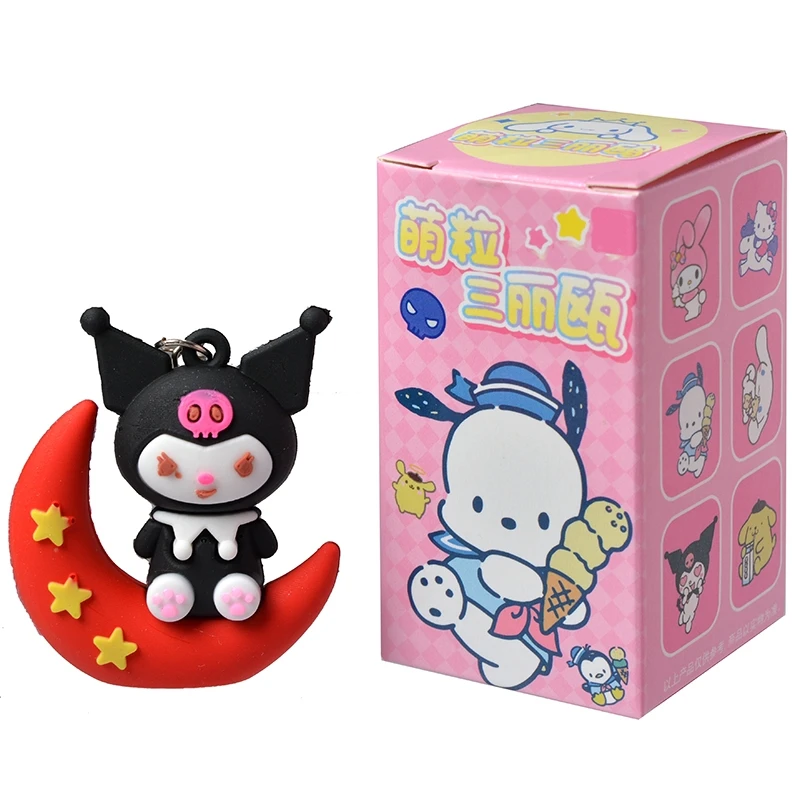 Caja ciega Sanrio Kuromi Melody, 24 piezas, lindos personajes de Anime, sorpresa misteriosa, regalo para niños, decoración, llavero, adorno