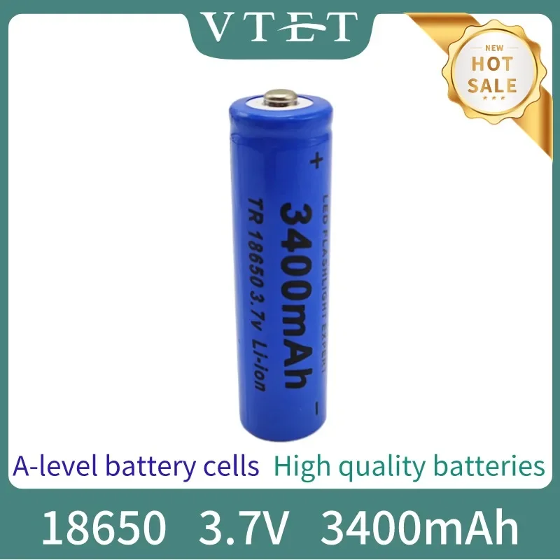 2024 New 18650 3.7V 3400mAh Rechargeable Battery for Flashlight Torch Headlamp Li-ion Rechargeable  Drop A-grade battery cell