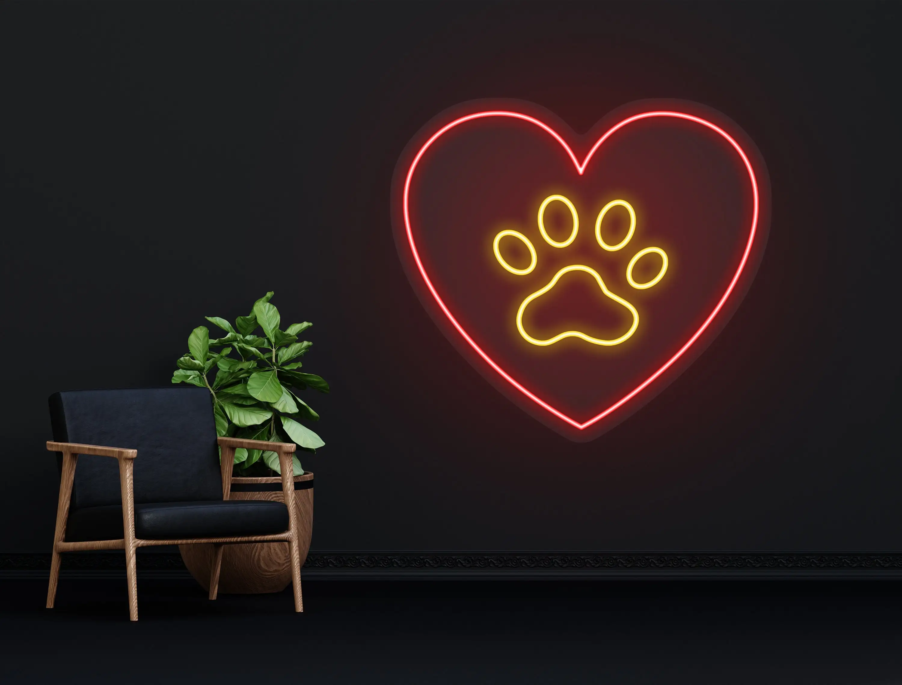 Paw Print Neon Sign for Wall Decor, for Bar, Cafes, Birthday Gifts for Dog Lovers