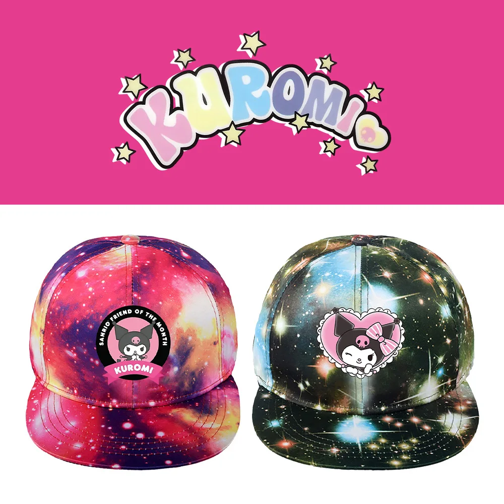 KUROMI Peripheral Starry Sky Hat, Versatile Outdoor Sun Hat for Daily Outings, Cute Print, Colorful Baseball Hat, The Best Gift