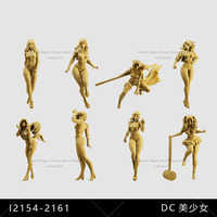 1/64 1/43 1/35 Scale Miniature Scene Doll DC Power Girl Starfire Wonder Girl Raven Wonder Woman  Un-panited White Mini Figure