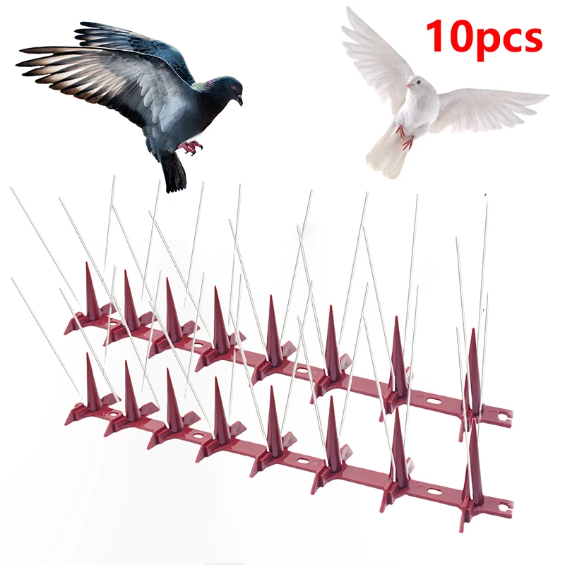 

10Pcs Anti Bird Pikes Strip Stainless Steel Repeller Bird Spike Deterrent Bird Scarer Repeller Anti Bird Spikes For Fence Roof