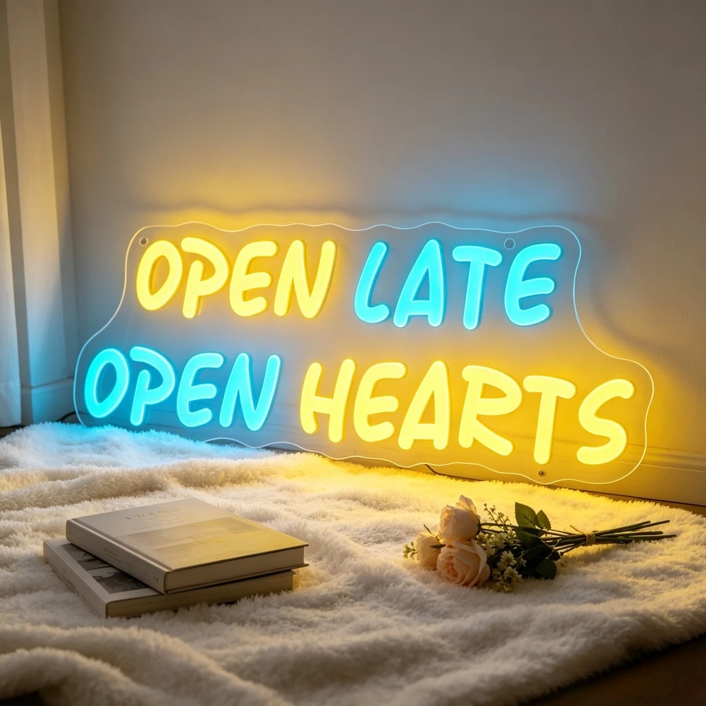 

Open Late Open Hearts Neon Sign LED USB Dimmable for Bedroom Living Room Decoration Valentine's Day Gifts Wall Art Night Light
