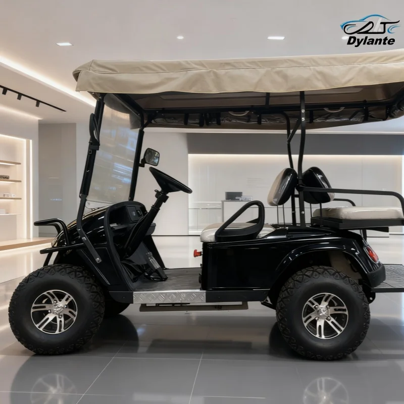 CE معيار جودة عالية السعر نادي عربة جولف الراقية شاشة تعمل باللمس 2-مقعد عربة جولف كهربائية مع أشرطة حقيبة الجولف وسلة