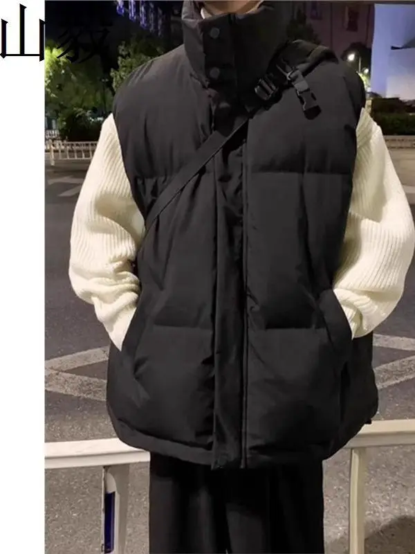 

Мужской модный утепленный хлопковый жилет на зиму, большие размеры, свободный крой, с воротником-стойкой, с подплечниками, верхняя одежда