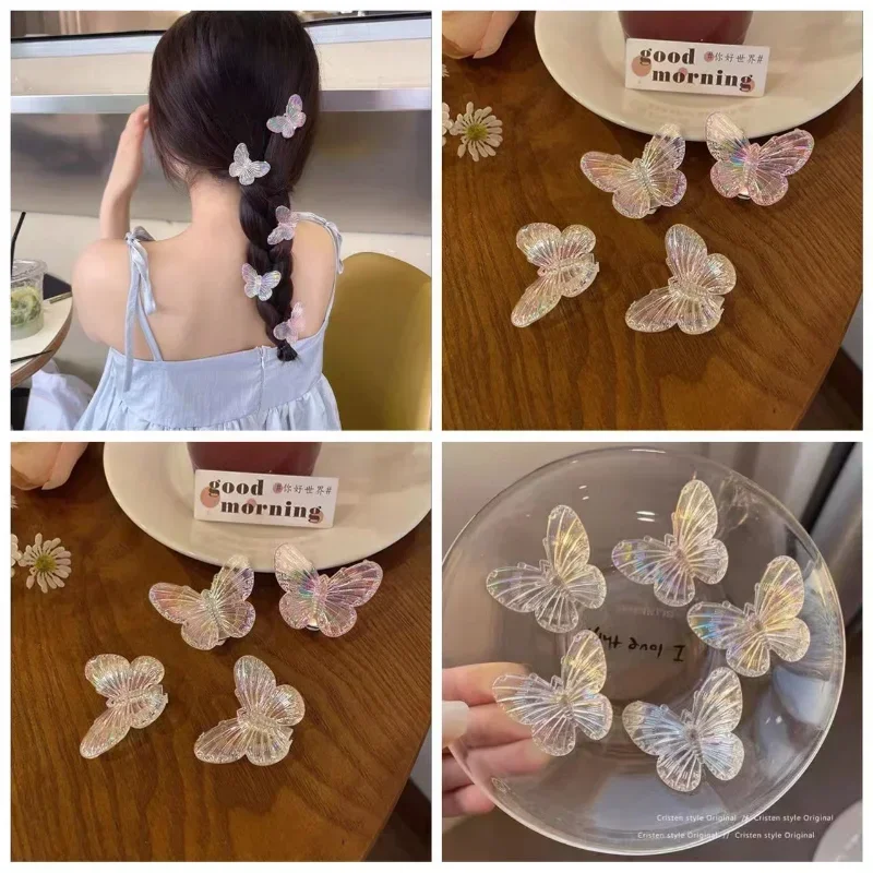 2/5pcs Transparent Butterfly Hair Clips Hairpin for Women Baby Girl Kids Barrettes Headband Hair Accessories Wedding Ornaments