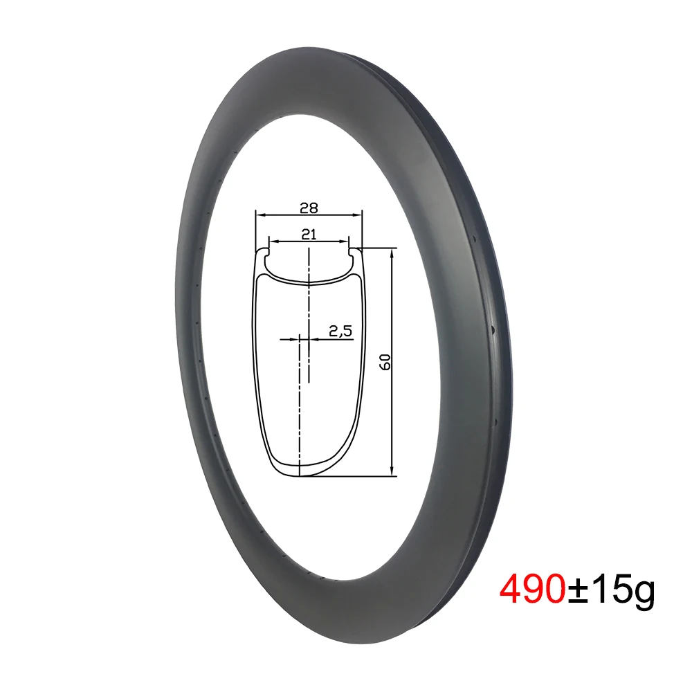 LIENGU Top 490g Asymmetric Road Disc Carbon Rim 700c 60mm Clincher 28mm Wide 21mm Inner Gravel Wheel 20H 21H 24H UD 3K 12K