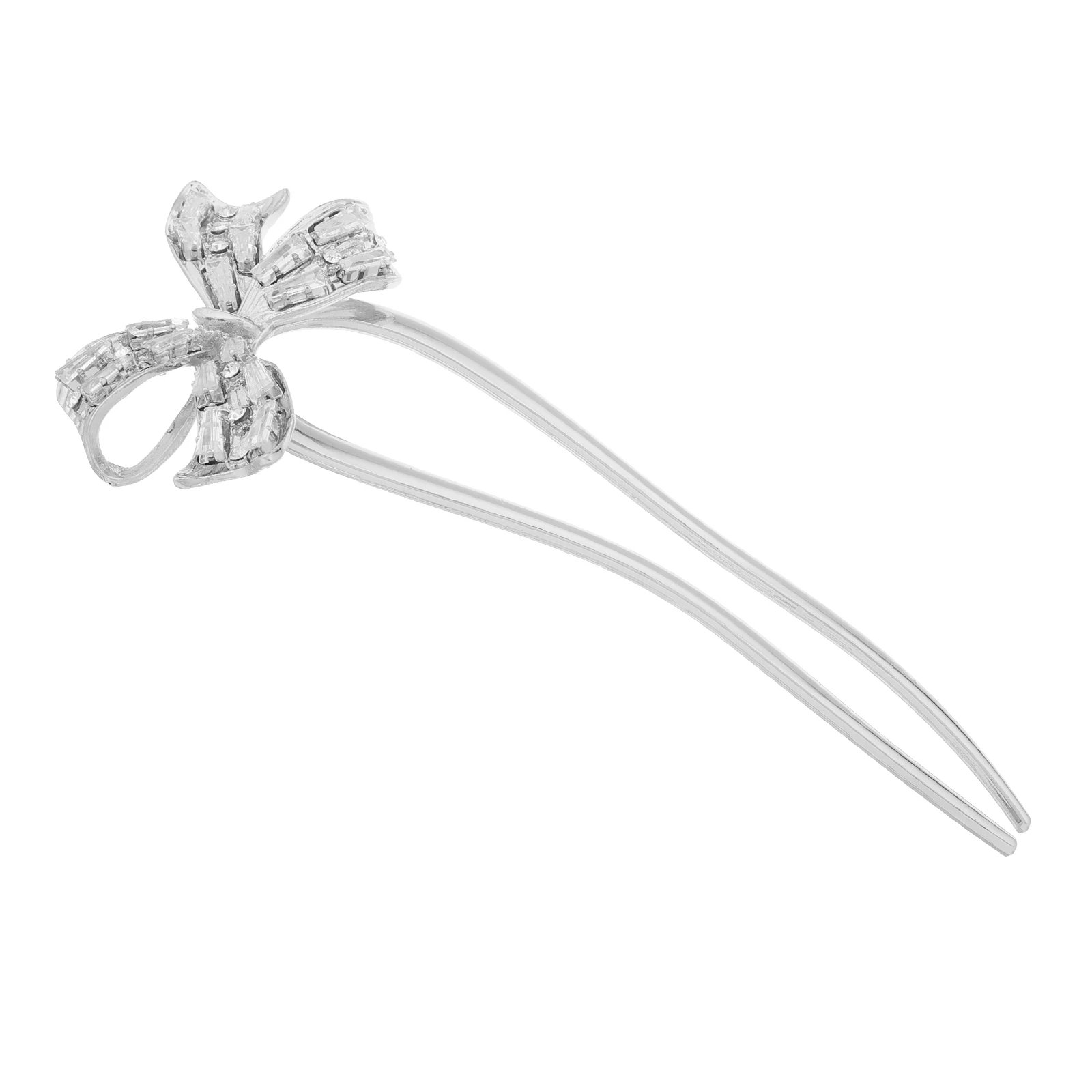

U Shaped Bow Hairpins Elegant Rhinestone Decorated Bun Forks Chopsticks Accessories For Bridal Updo Hairstyles