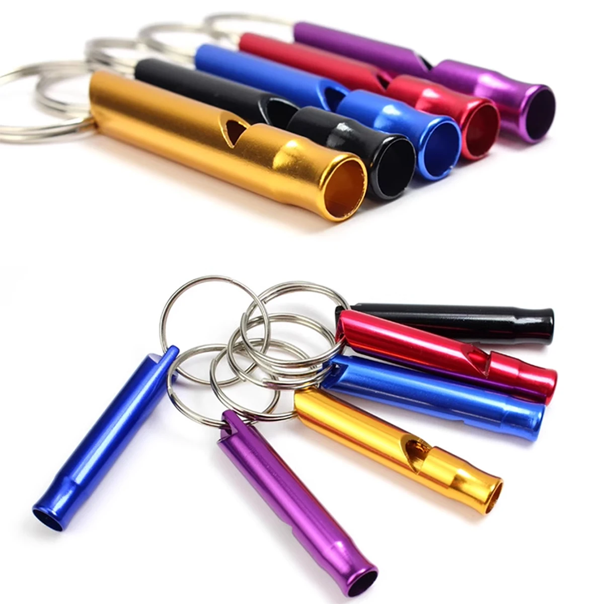 5-Pack Metal High-Frequency Training Whistles Portable Keychain Design Pet Training Outdoor Survival Judge Whistle Random Color