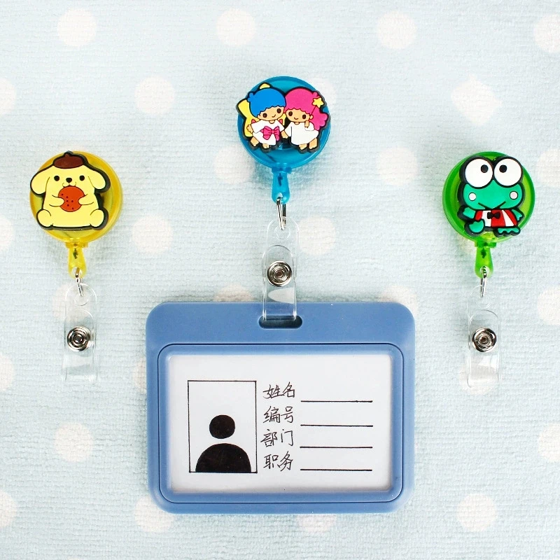 Cute My Melody Pompompurin ID Card Holder Scalable Toggle Clip Employee Card Doctor Nurse Chest Card Student Bus Card Holder - view 2
