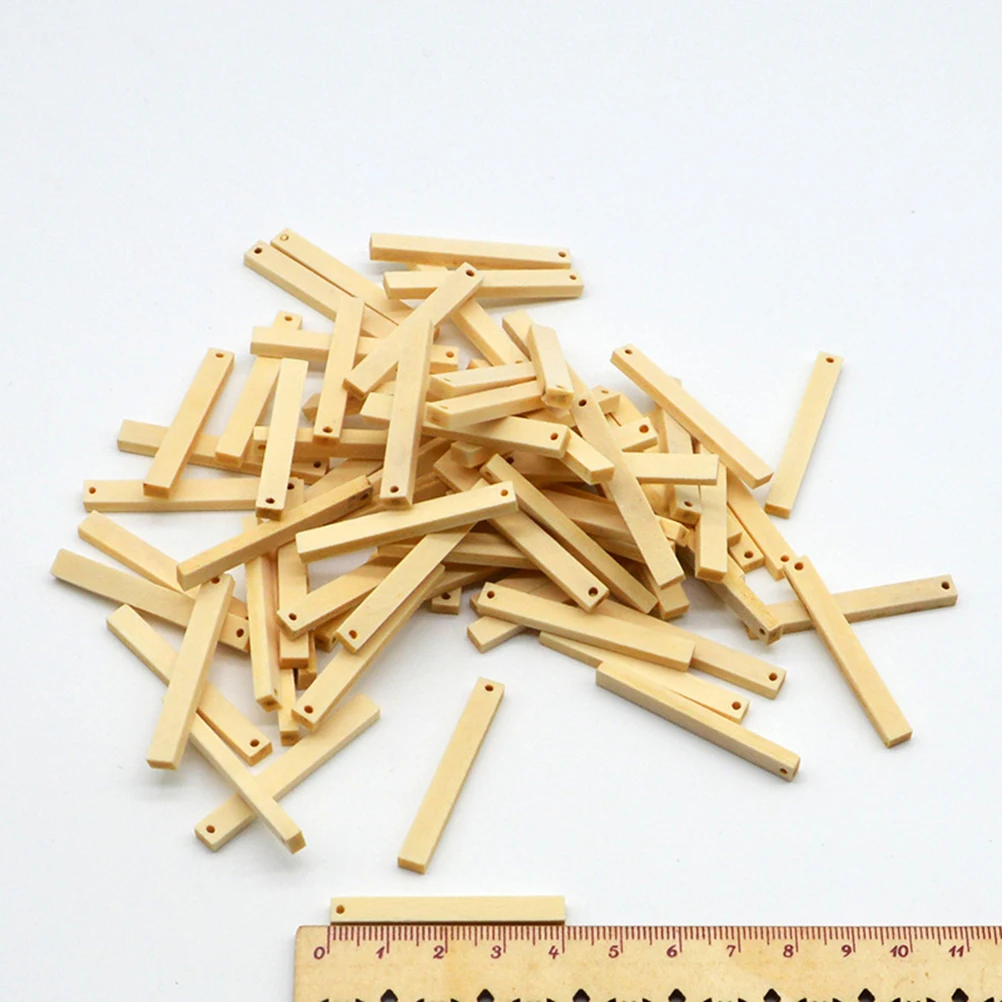 

50 Pcs Long Strip Earrings Slices Wooden Beads Accessories Bamboo Materials for DIY Jewelry Making Crafts Projects Gifts