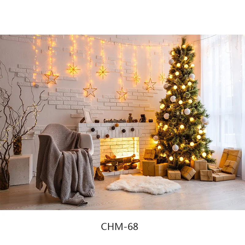 Telón de fondo para fotografía, telón de fondo para el día de Navidad, árbol de Navidad, chimenea, CHM-011