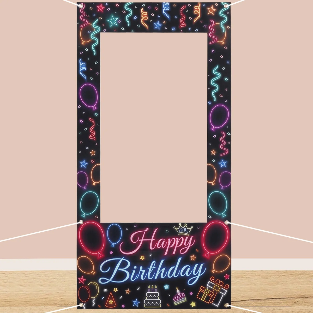 1pc Birthday Vinyl Photo Frame Photography Tools Glow in The Dark Birthday Party Decorations Kids Fluorescent Party Supplies