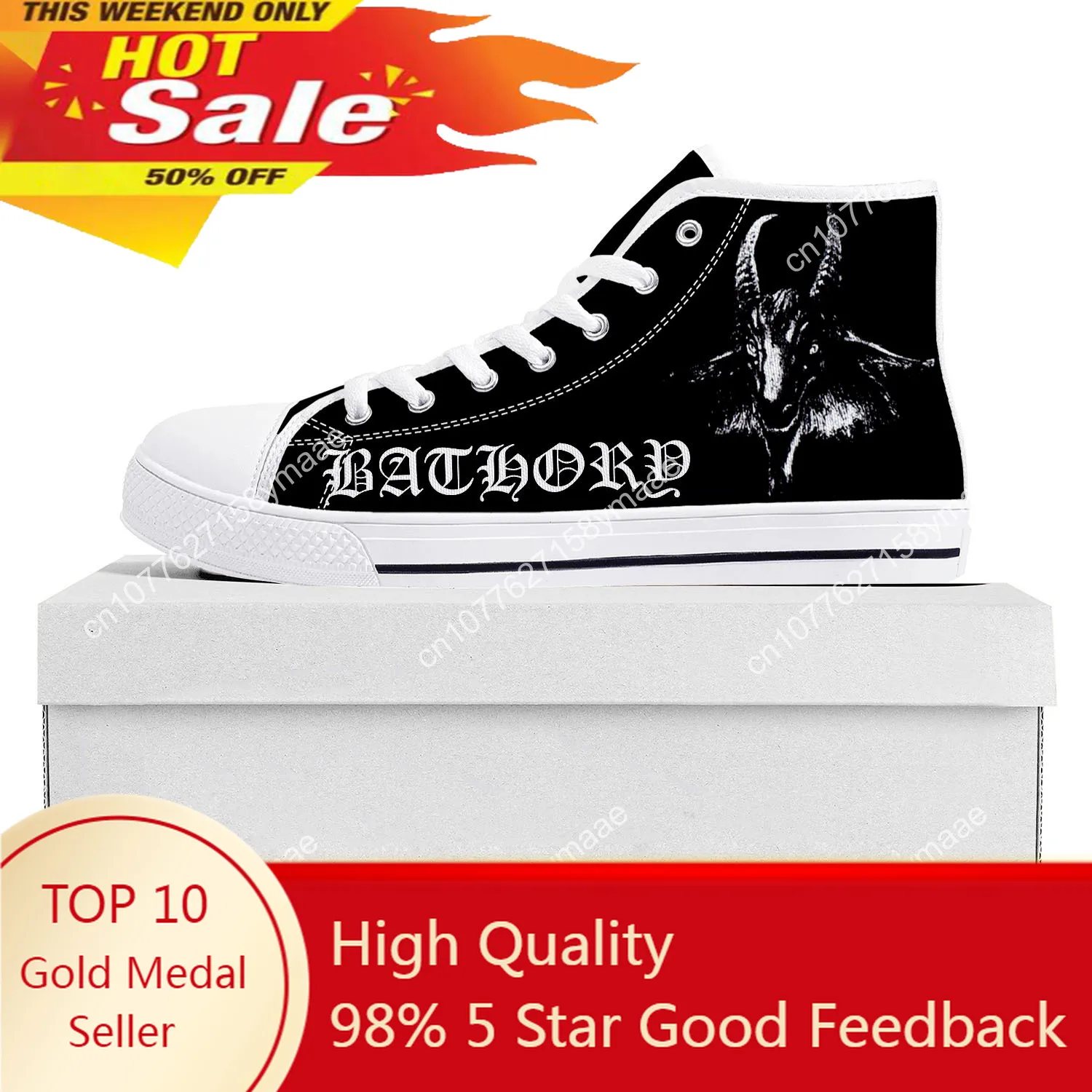 

Bathory Rock Band High Top Sneakers Mens Womens Teenager Canvas High Quality Sneaker Casual Custom Made Shoes Customize Shoe