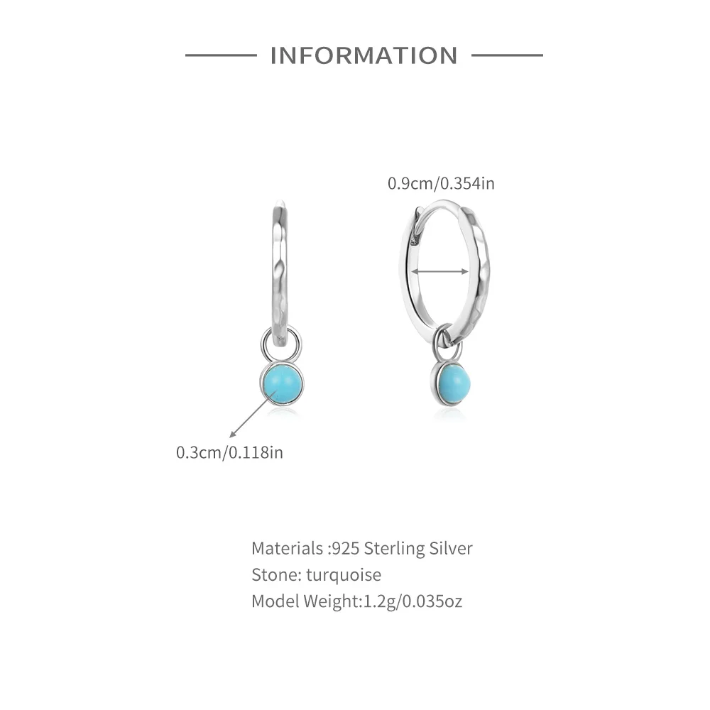 Aide 925 Sterling Silver Turquoise Drop Ear Buckle Gold Hoops Earrings For Women Minimalist Fine Jewelry Trendy Pendientes Gift