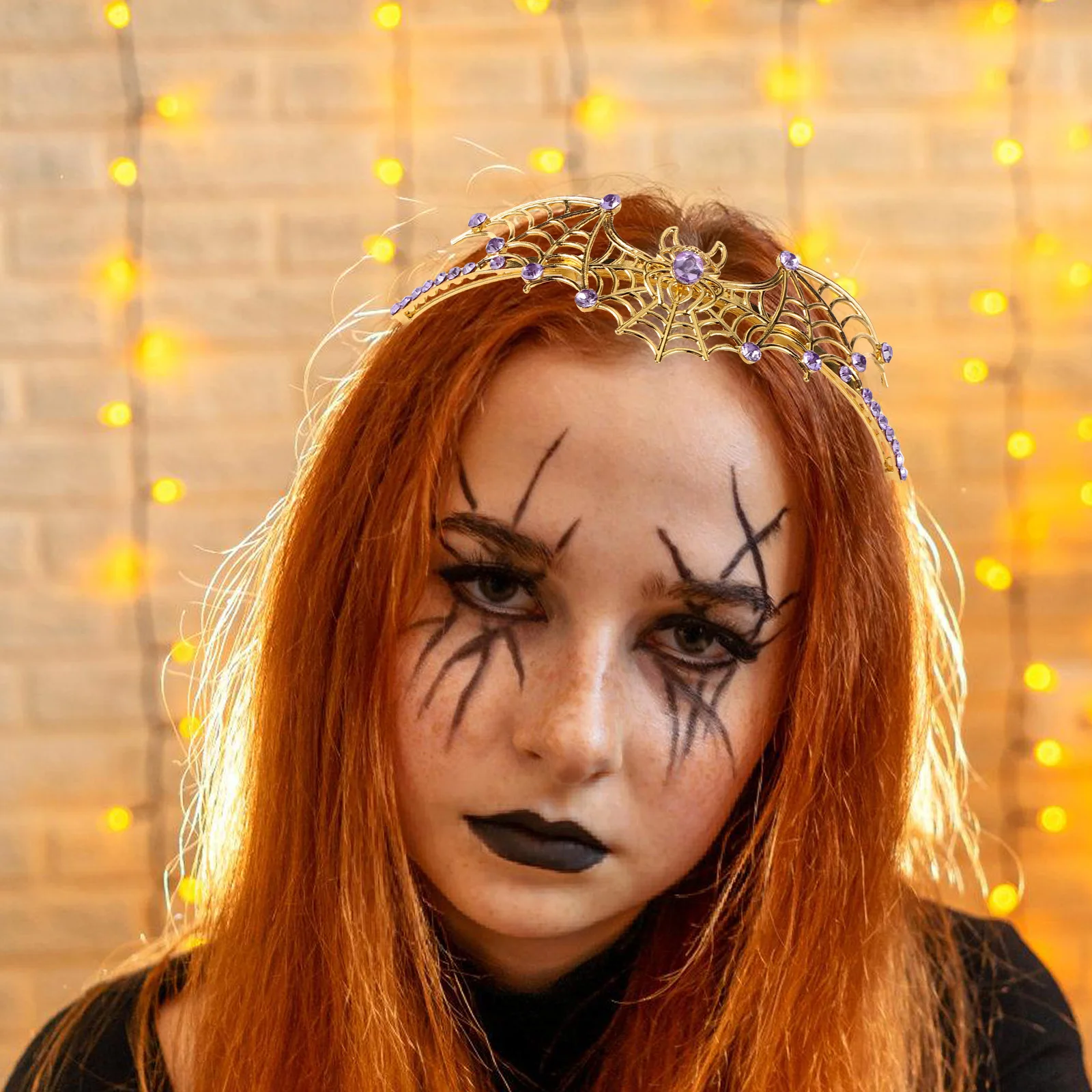 

Gothic Halloween Hair Accessories Princess Tiara Headdress Rhinestone Spider Alloy Crown
