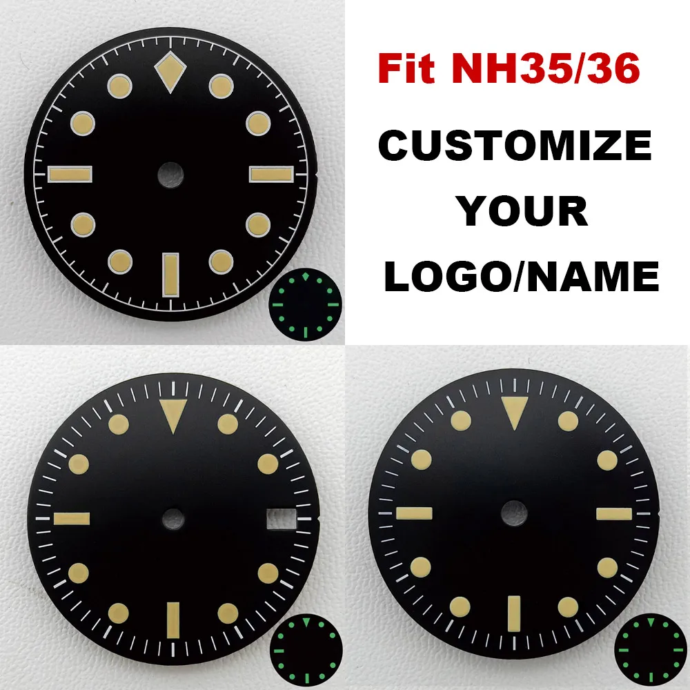 28.5mm Diameter Dial Pointer Combination Fit NH35/36 Movement Green C3 Luminous Customized LOGO/No LOGO Watch Accessories