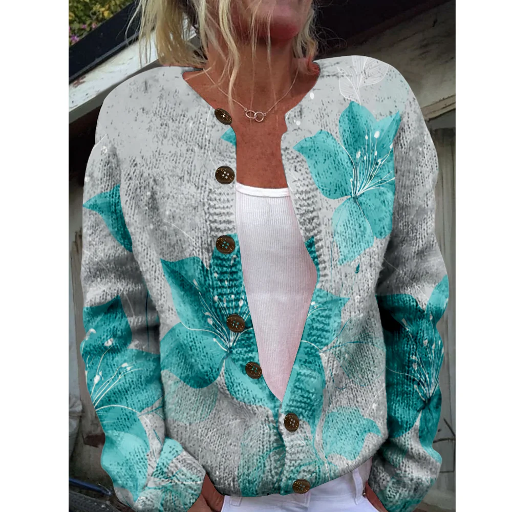 

Autumn Winter Knitted Sweet floral Cardigan Sweater Streetwear Women Sweaters Knit Top Casual Cool Jumpers Fashion