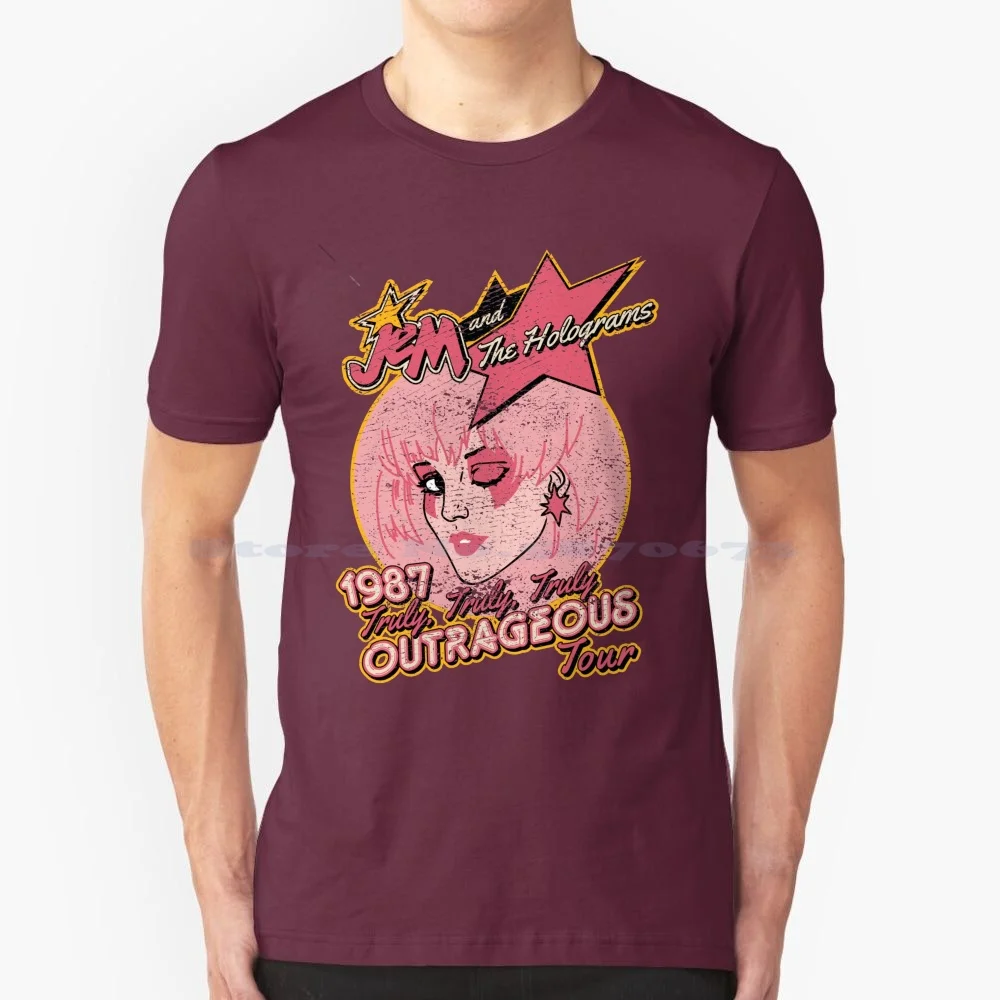 Jem And The Holograms Tour-Distressed T Shirt 100% Cotton Tee Jem And The Holograms 80s Cartoon Concert Tour Retro Truly