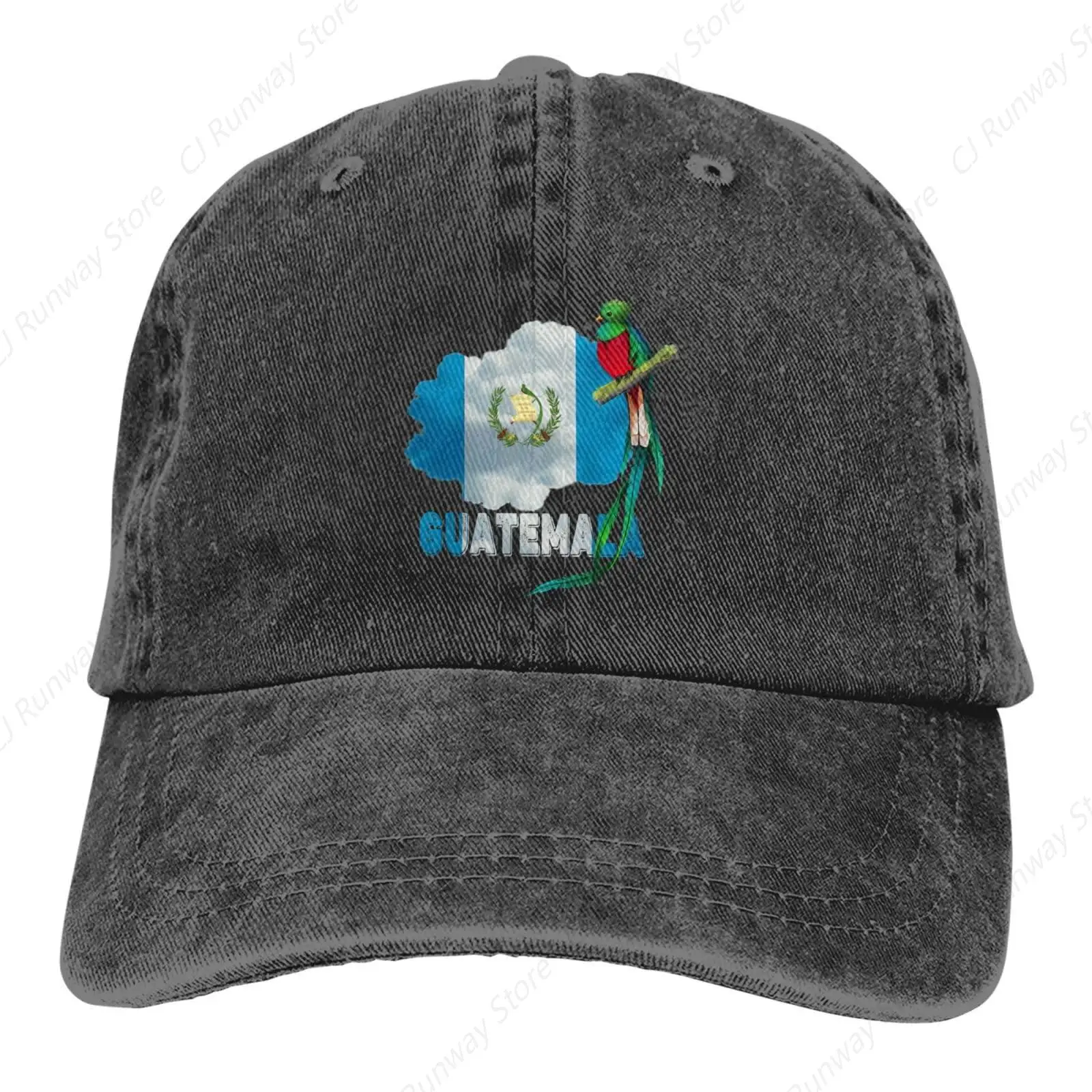 Guatemalan Flag and Quetzal Bird Denim Baseball CapGolf Dad Hat Adjustable Vintage Washed Cotton Fashion Casquette for Women Men