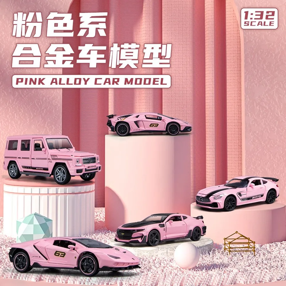 1: 32 Pink Series Lamborghini Mercedes Camaro Sports Car Alloy Simulation Children\'s Toy Car Model Female Gift Collection