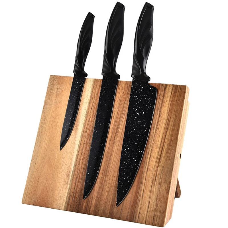 Magnetic Knife Stand Acacia Wood Folding Kitchen Cooking Chef Storage Organizer Rack Magnet Knife Holder Cleaver Knife Block