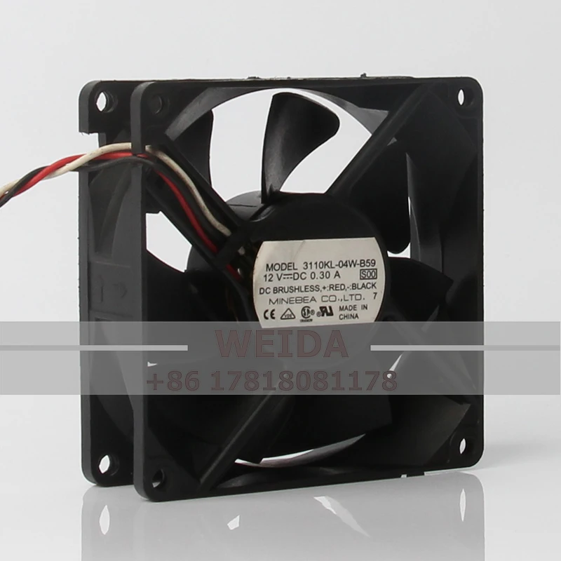 Ventilador de refrigeração do chassi para NMB, 3110KL-04W-B59, 3Wire Server Inverter, Ventiladores Axial Case, 8cm, 8025, DC, 12V, 0.30A