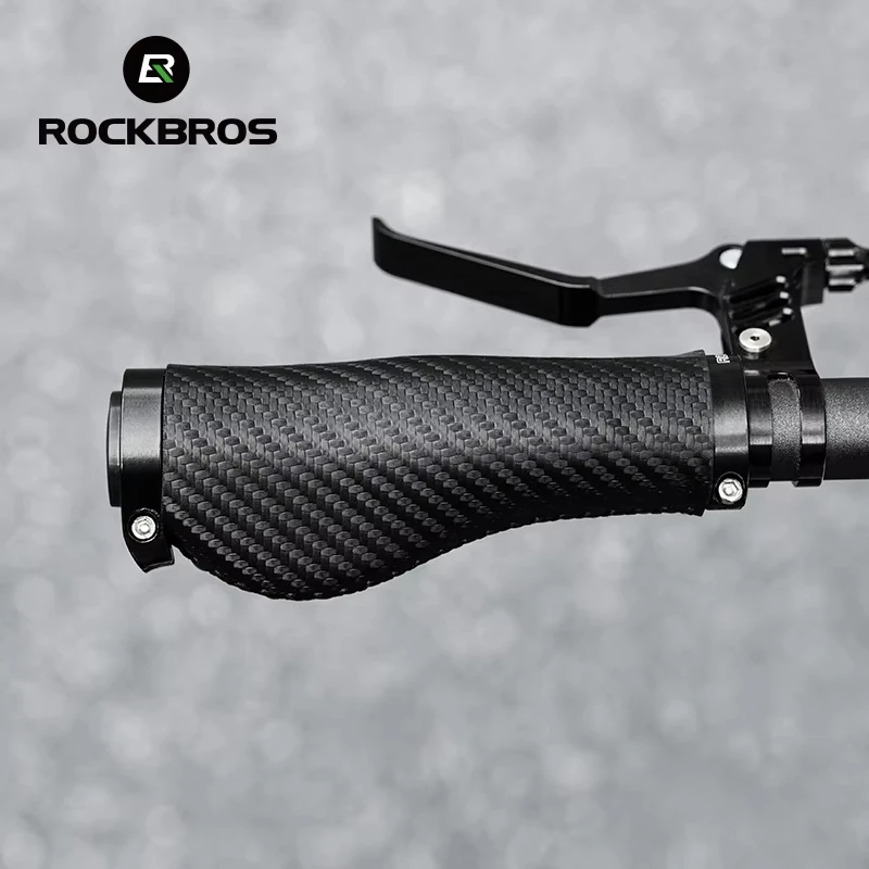 

ROCKBROS Cycling Grips PU Leather Aluminum Alloy MTB Mountain Bike Handlebar Grips Locked Shockproof Anti-slip Cycling Grips