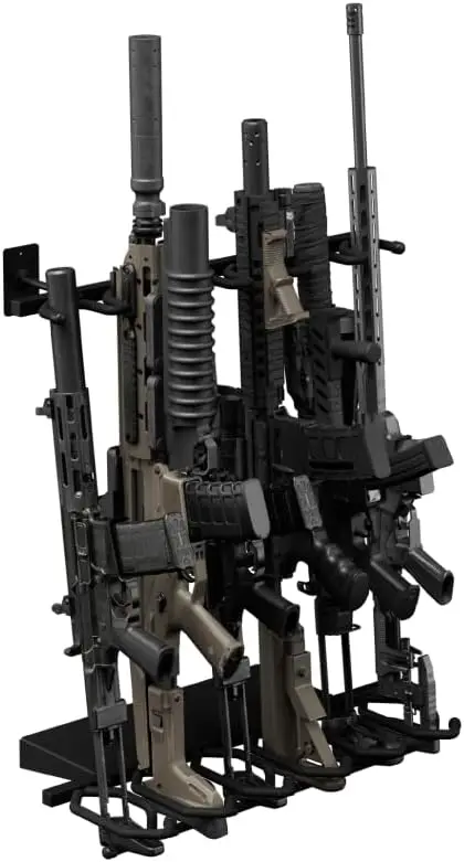 Wall Mount Gun Rack Holds 6 Rifles Shotguns ARs Heavy Duty Steel Vertical Storage