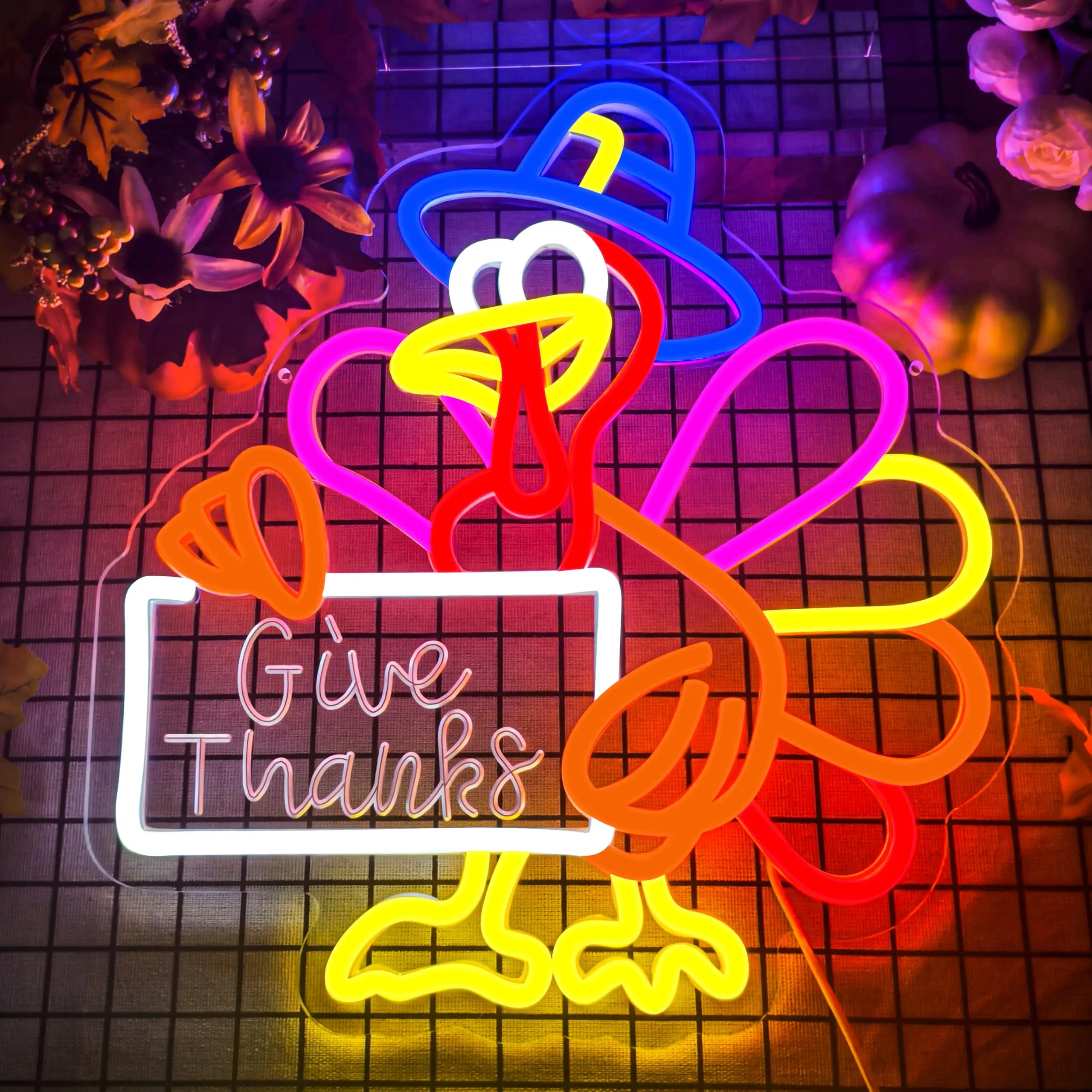 感謝祭の七面鳥ネオンサイン-usb調光式ライトアップサイン-壁飾り-七面鳥感謝祭パーティー-ホームバー装飾用