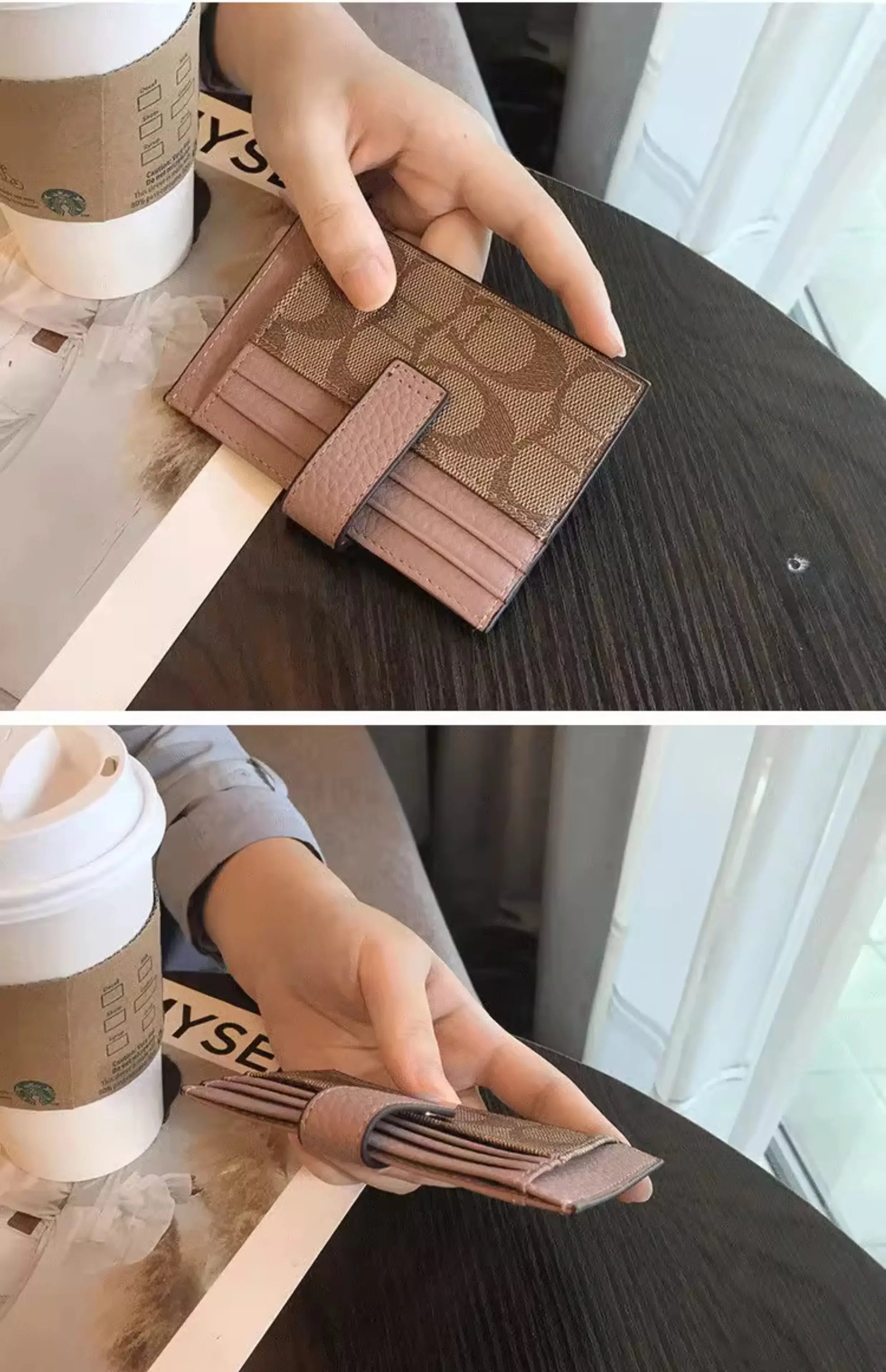 Mini Slim, ultradünne Kartenhülle im Ins-Stil, modische, kurze Geldbörse für Mädchen und Frauen, mit Applikationen, Karten- und Ausweishülle, Geldbeutel. – Detail 12