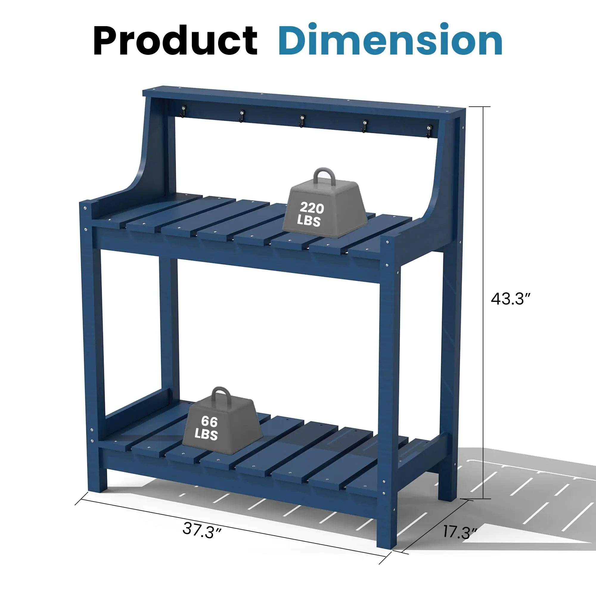！@Modern US STOCK Potting Benches & Table Outside HDPE Garden All Weather Outdoor Storage Patio Backyard Outdoor Blue