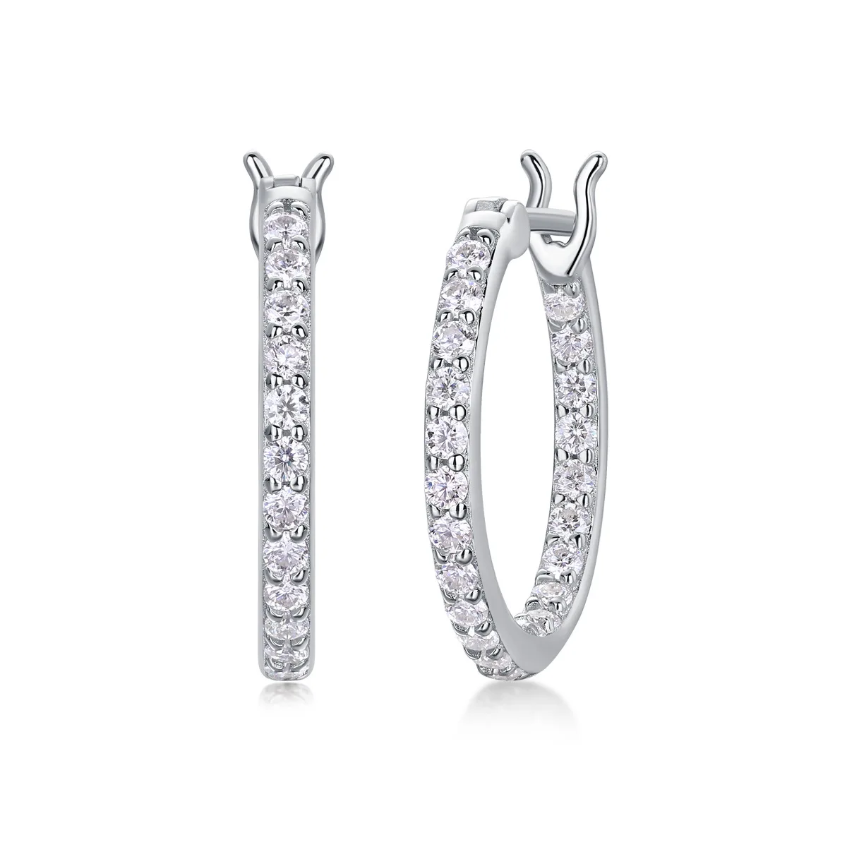 Certified 925 Silver with 18K Gold-Plated Moissanite Hoop Earrings, Sparkling Wedding Fine Jewelry Earrings for Women