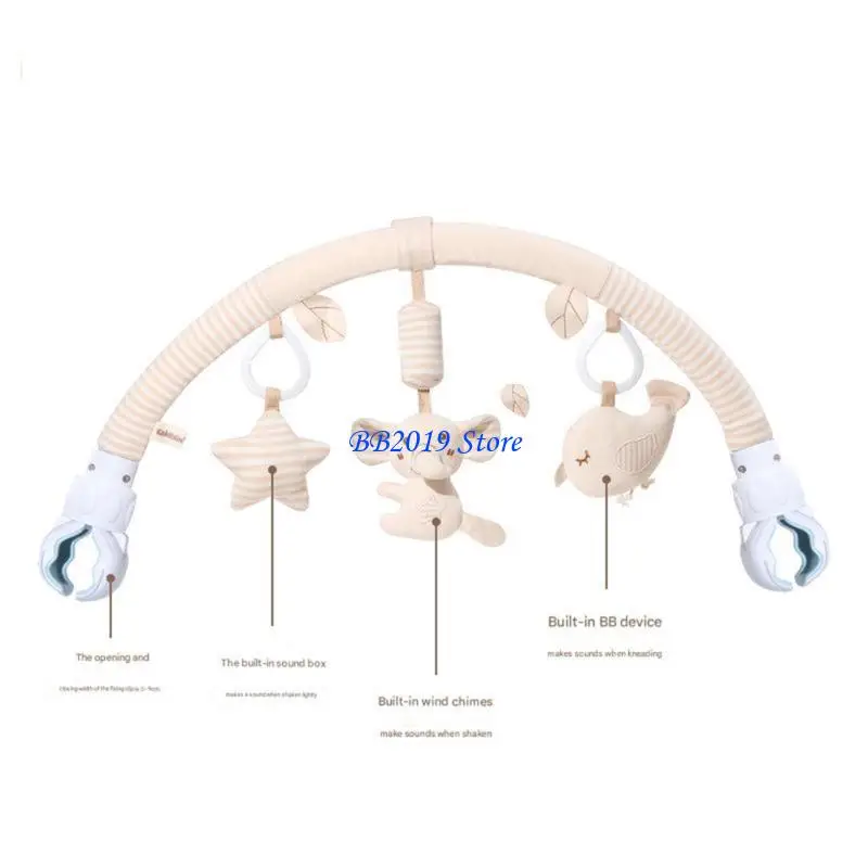 

Q0KB Infant Developmental Hanging Plush Toy Secure Stroller Clip Design Washable Materials