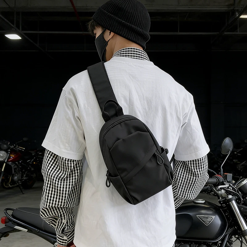 

Men's Chest Bag Motorcycle Messenger Bag, Niche Waist Bag, Large-Capacity Casual Commuter Shoulder Bag Male Mountain Climbing