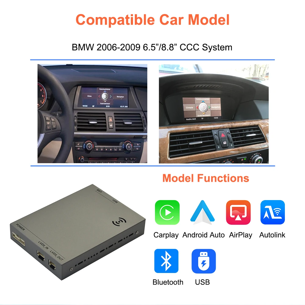 Bonroad OEM Screen Upgrade Decoder Box For BMW 3/5/7 Series E60 E60 E90 E91 E92 E93 E66 E65 X5 E70 X6 E71 CCC System Carplay - view 3