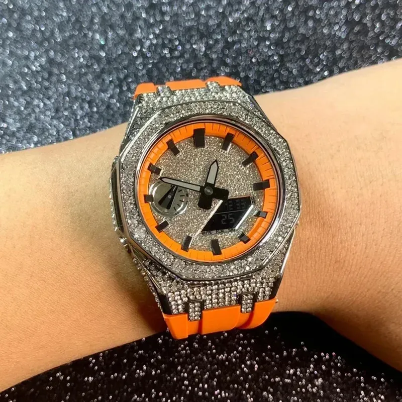 Luxus Silber Rose Gold Diamant Zifferblatt für Casio Ga2100 Ga2100 DIY-Uhr Mod Kit Zifferblatt Skala modifizierte Uhren teile Zubehör