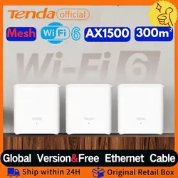 AX1500 Mesh WiFi 6 Router Tenda Mesh MX3 WiFi6 Gigabit WIFI Router 2.4G 5G Dual-Band Whole home wifi mesh Cover 3500sq.ft