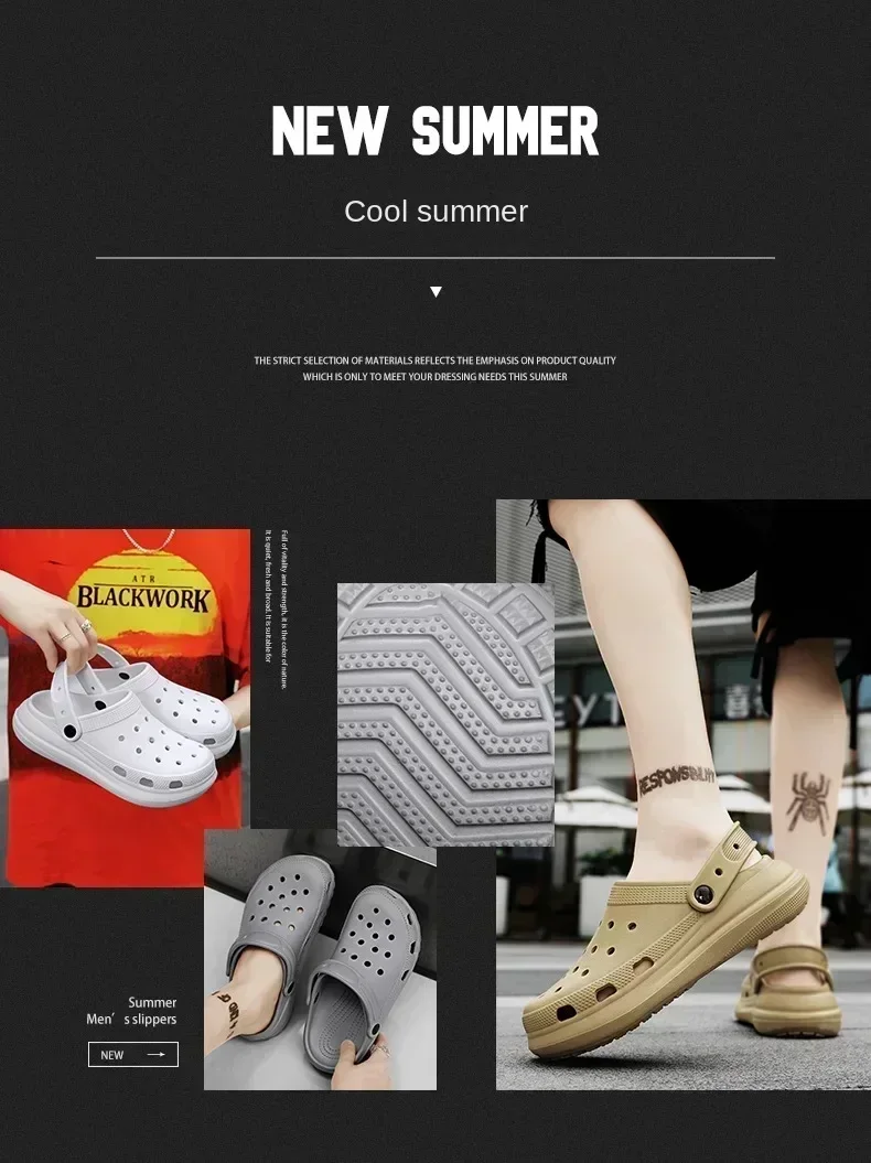 2026 Damen- und Herren-Lochschuhe, Sommer-Rutschfeste Outdoor-Sandalen, Geschlossene Zehen, Superweiche Beach-Slipper mit Dicker und Weicher Sohle – Detail 3