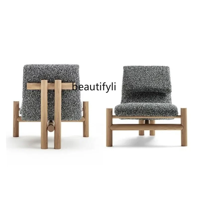 

H5556Modern simple solid wood sofa chair fabric medieval single chair designer creative homestay lazy leisure chair